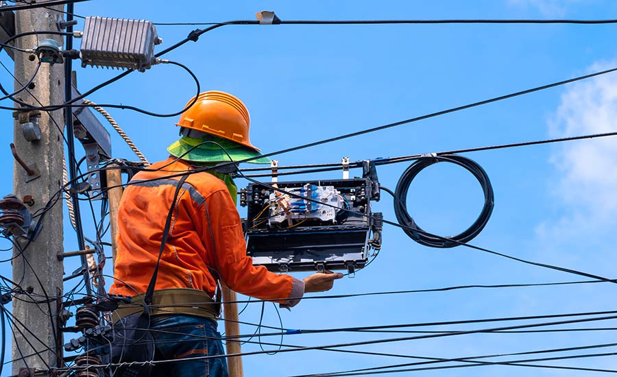 A man checking equipment for problems